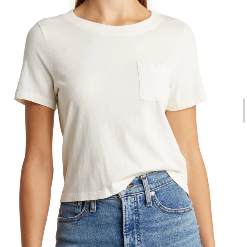 Madewell off white pocket crop t shirt size xs